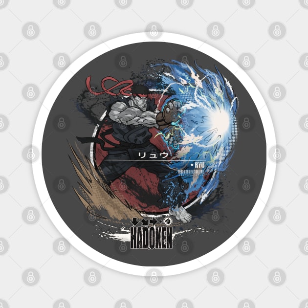 RYU: HADOKEN - BLACK/RED Magnet by JF Penworks